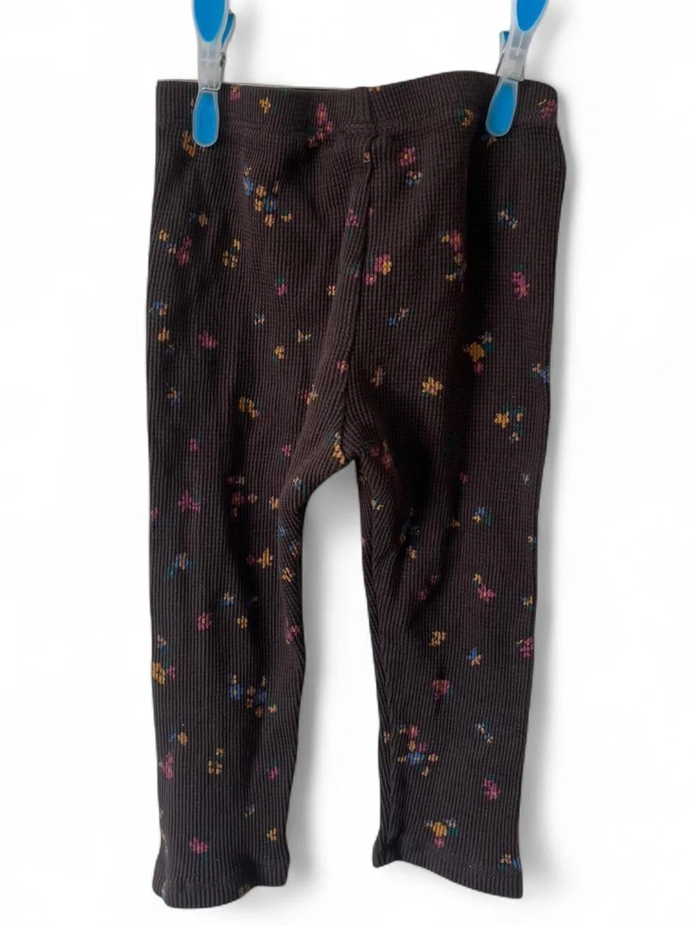 18-24M Girls GAP 2 Piece Set Long Sleeve & Pants Brown Ditsy Floral Waffle Knit